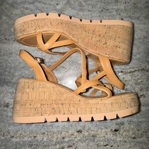 Madden Girl 11M Womens Sandal Platform Wedge Cork Strappy Brown